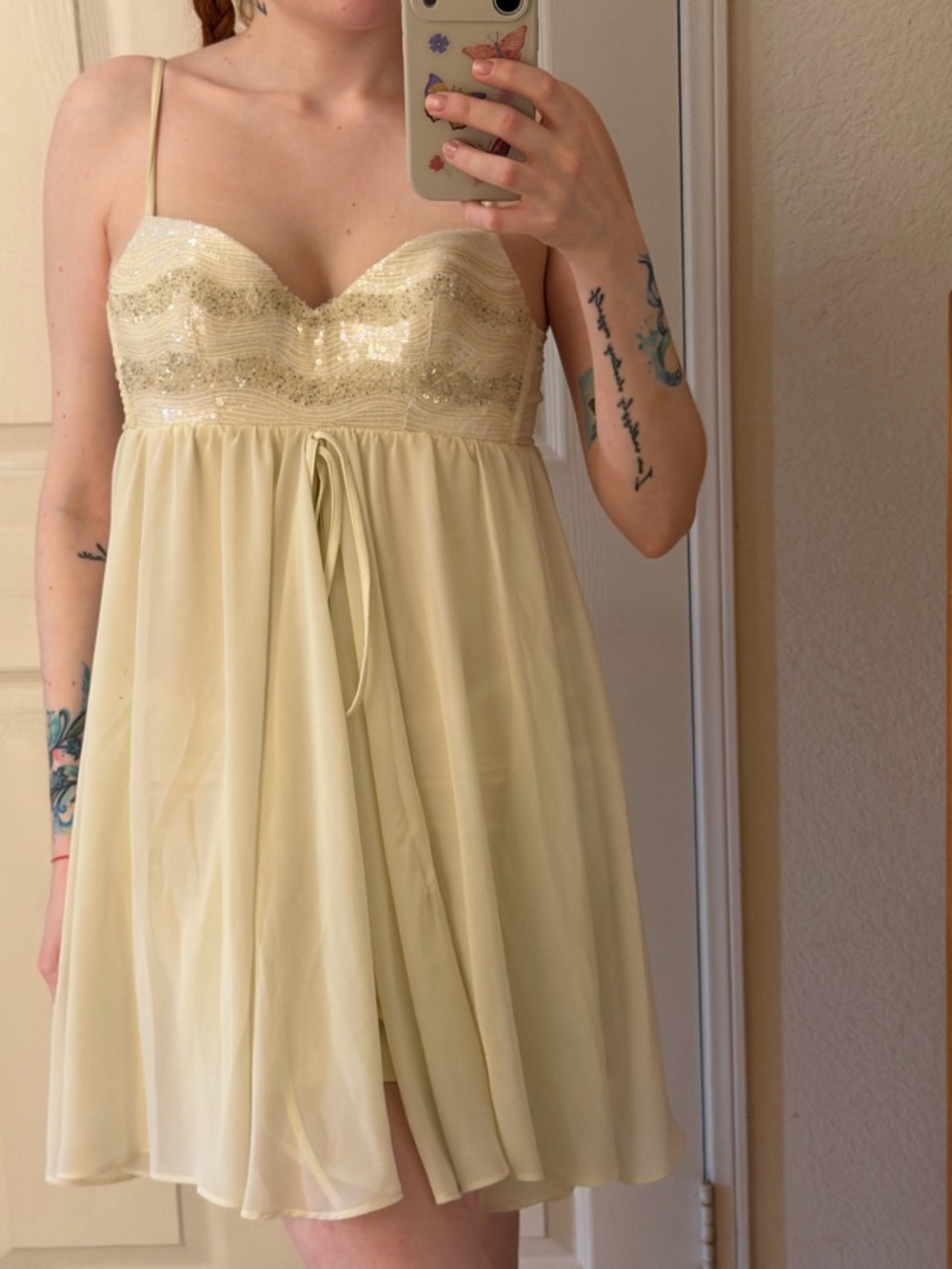 Ritmo di Perla Cream Sequin Vintage Mini Dress
